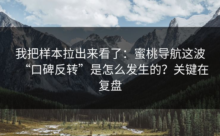 我把样本拉出来看了：蜜桃导航这波“口碑反转”是怎么发生的？关键在复盘