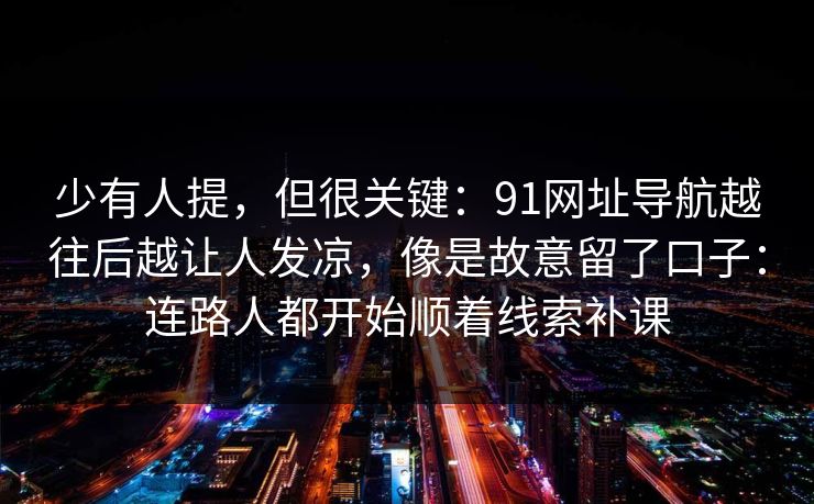 少有人提，但很关键：91网址导航越往后越让人发凉，像是故意留了口子：连路人都开始顺着线索补课