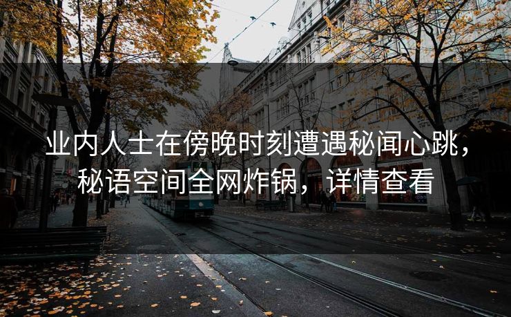 业内人士在傍晚时刻遭遇秘闻心跳，秘语空间全网炸锅，详情查看