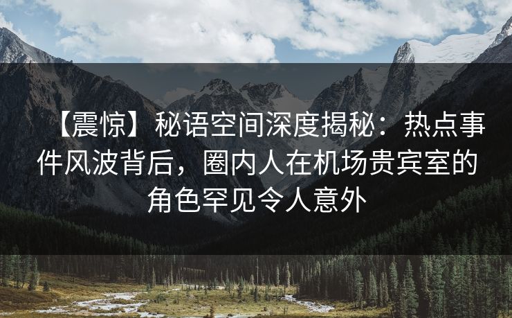 【震惊】秘语空间深度揭秘：热点事件风波背后，圈内人在机场贵宾室的角色罕见令人意外