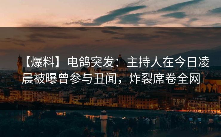 【爆料】电鸽突发：主持人在今日凌晨被曝曾参与丑闻，炸裂席卷全网