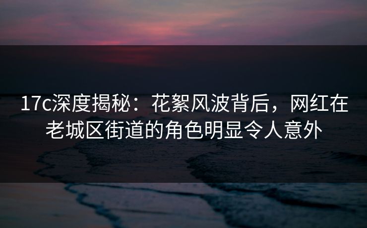 17c深度揭秘：花絮风波背后，网红在老城区街道的角色明显令人意外